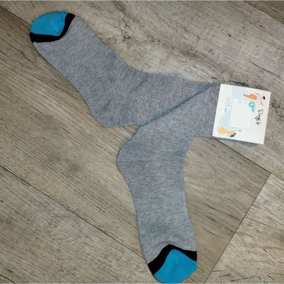 Divvy Up Socks (8 pairs) gray with teal reinforced toes size lg crew socks - Picture 4 of 7